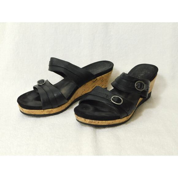 Kim Rogers Black Sandle Skide on Wedge Heel Shoes - 7 M - Picture 2 of 5